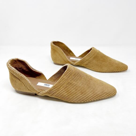 [Miista London] Tan Corduroy Pointed Toe D'Orsay Flats NWOT Size 39 US 8.5 - Picture 2 of 13